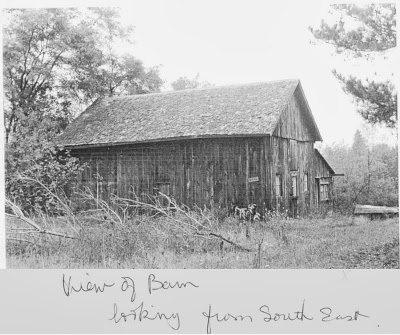 The barn was torn down around the time the AGA was created, and was located at the point where the eastbound causeway, running across the Shaw's Creek floodplain toward the bridge, drops down from the higher land.